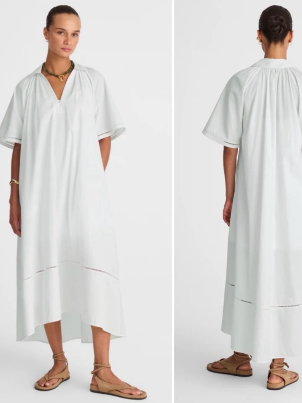 Madewell Poplin Splitneck Midi White Dress XXS